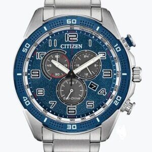 Citizen Men's Brycen Chronograph Eco-Drive Silver Watch 45MM AT2440-51L